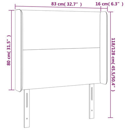 LED Kopfteil Dunkelgrau 83x16x118/128 cm Samt