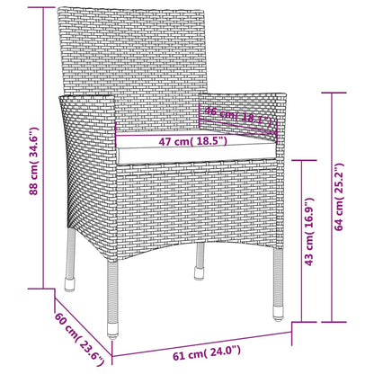 3-tlg. Garten-Essgruppe mit Kissen  Poly Rattan