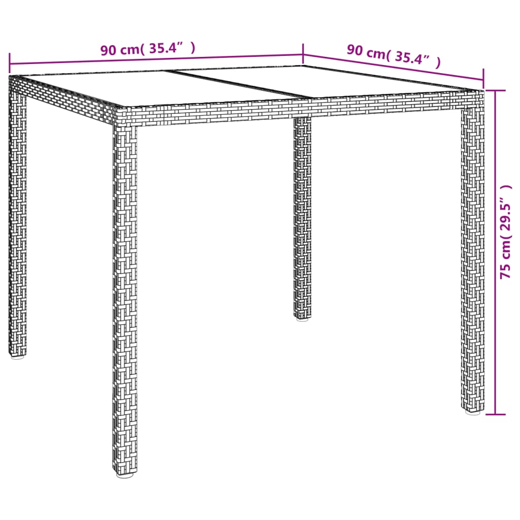 3-tlg. Garten-Essgruppe mit Kissen  Poly Rattan