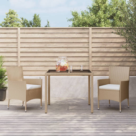 3-tlg. Garten-Essgruppe mit Kissen  Poly Rattan