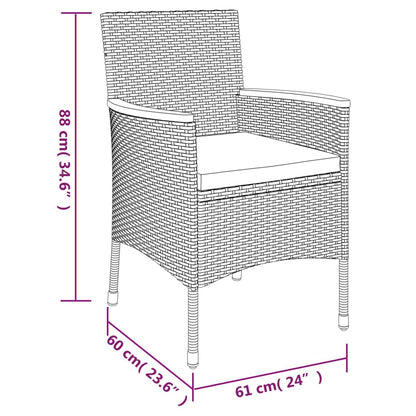 5-tlg. Garten-Essgruppe mit Kissen  Poly Rattan