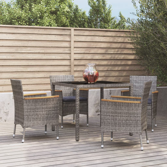 5-tlg. Garten-Essgruppe mit Kissen  Poly Rattan