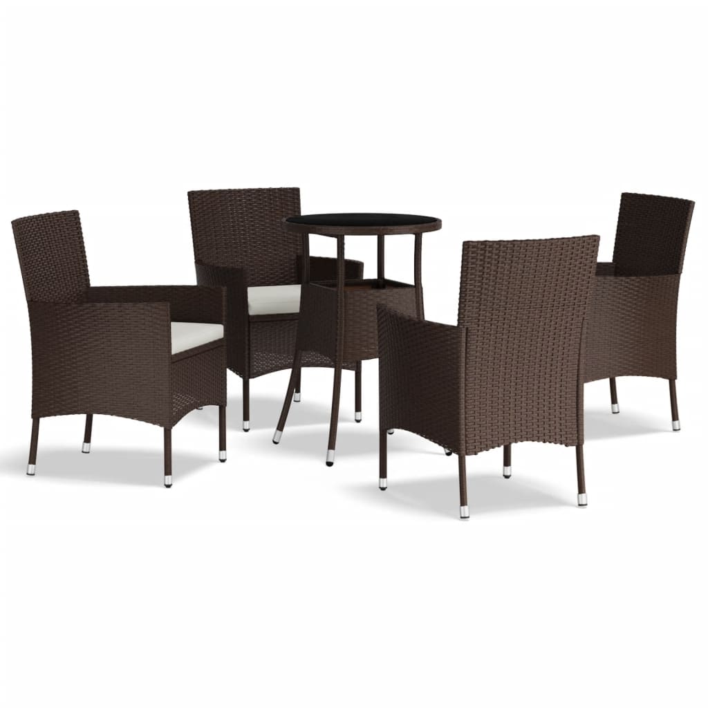 5-tlg. Garten-Bistro-Set mit Kissen  Poly Rattan