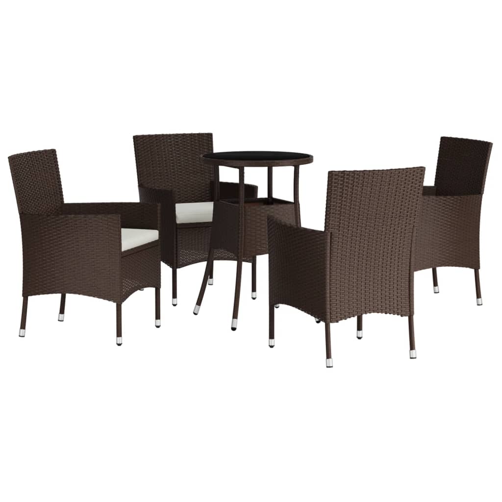 5-tlg. Garten-Bistro-Set mit Kissen  Poly Rattan