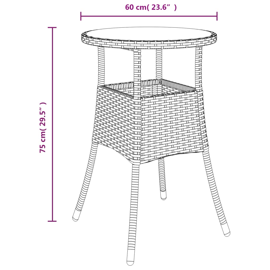 5-tlg. Garten-Bistro-Set mit Kissen  Poly Rattan