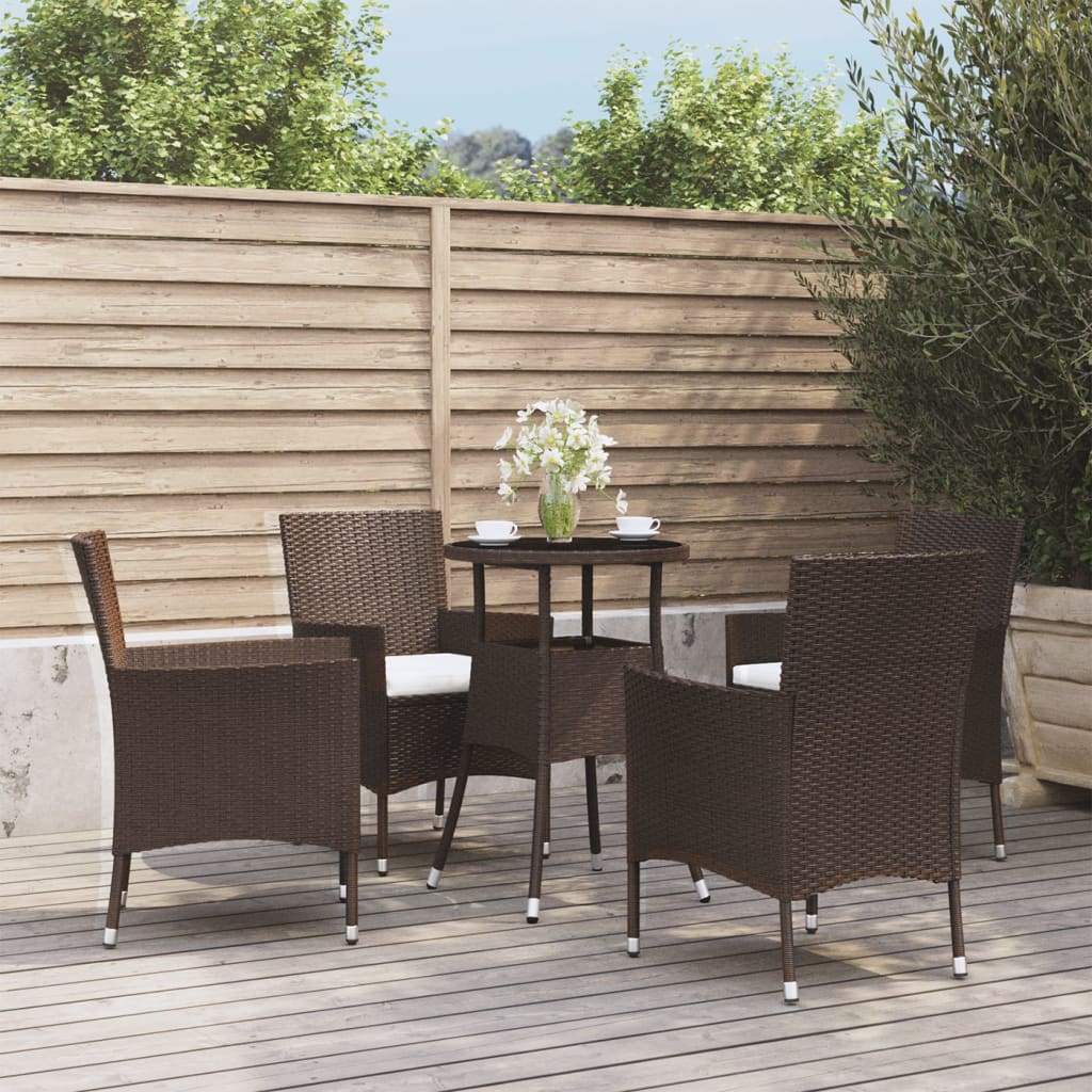 5-tlg. Garten-Bistro-Set mit Kissen  Poly Rattan