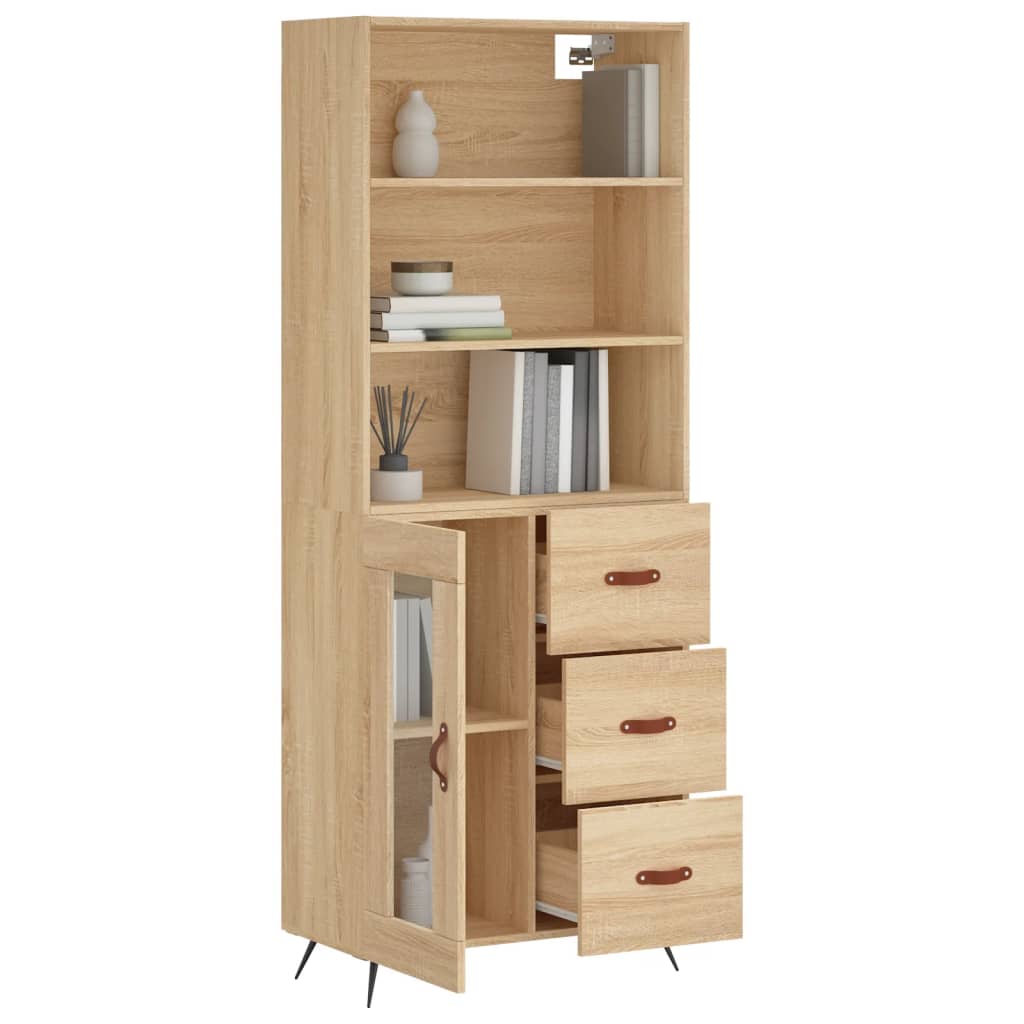 Highboard Sonoma-Eiche 69,5x34x180 cm Holzwerkstoff